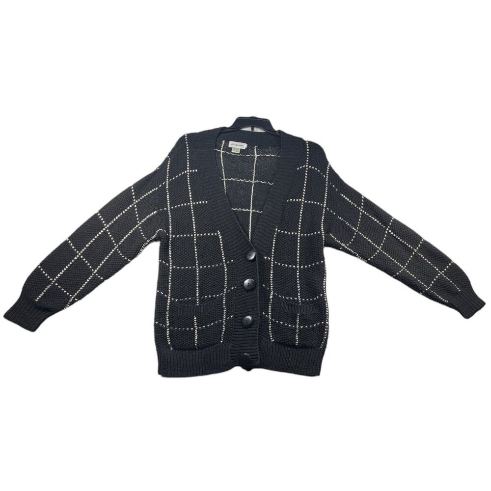 JH Collectibles Cardigan Sweater Womens size Medium Black Oversized Linen Blend